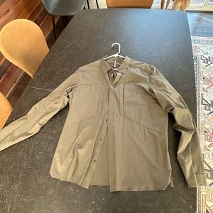 Arc’teryx Veilance LT button up long sleeve shirt in olive green